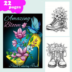 Blooming Shoes Coloring Book 22 Pages 28x20 Drawing Board