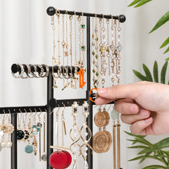 Emfogo Earring Organizer Triple Rods 5 Layer Jewelry Holder Stand