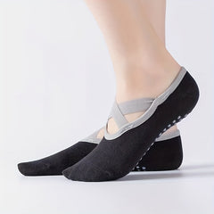 Cross Strap Non Slip Yoga Socks for Pilates Barre Ballet Fitness