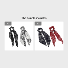 2pcs Paisley Bowknot Hair Scarf Scrunchies Hair Tie Elastic Hair Scrunchy
