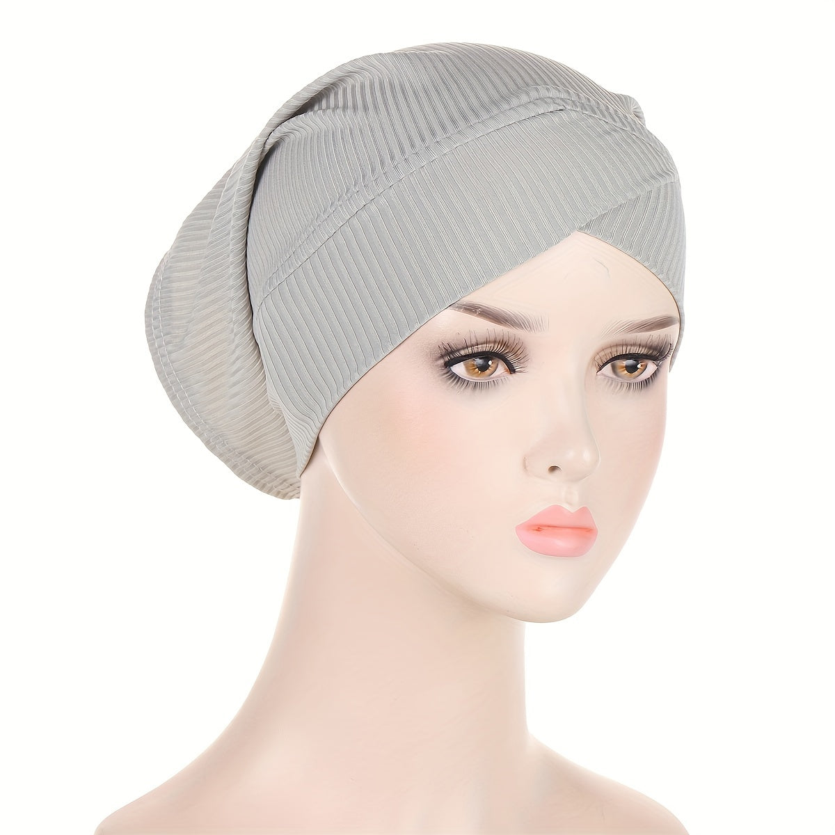 Striped Turban Cap Inner Hijab Hat Elastic Underscarf Beanie Head Wraps