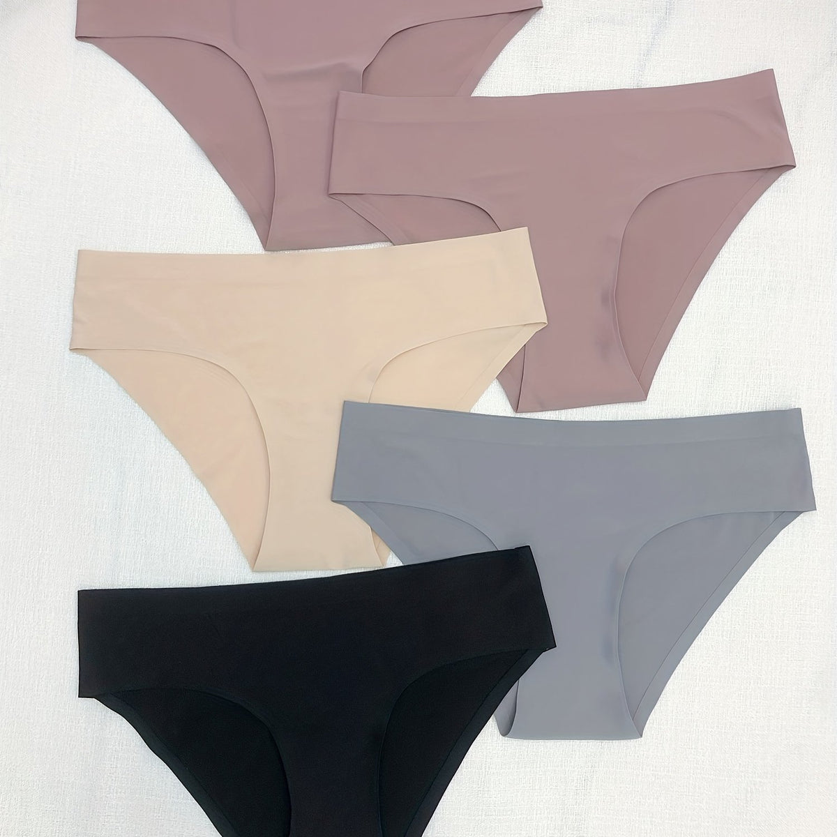 5 Seamless Solid Briefs Comfy & Breathable Low Waist Panties