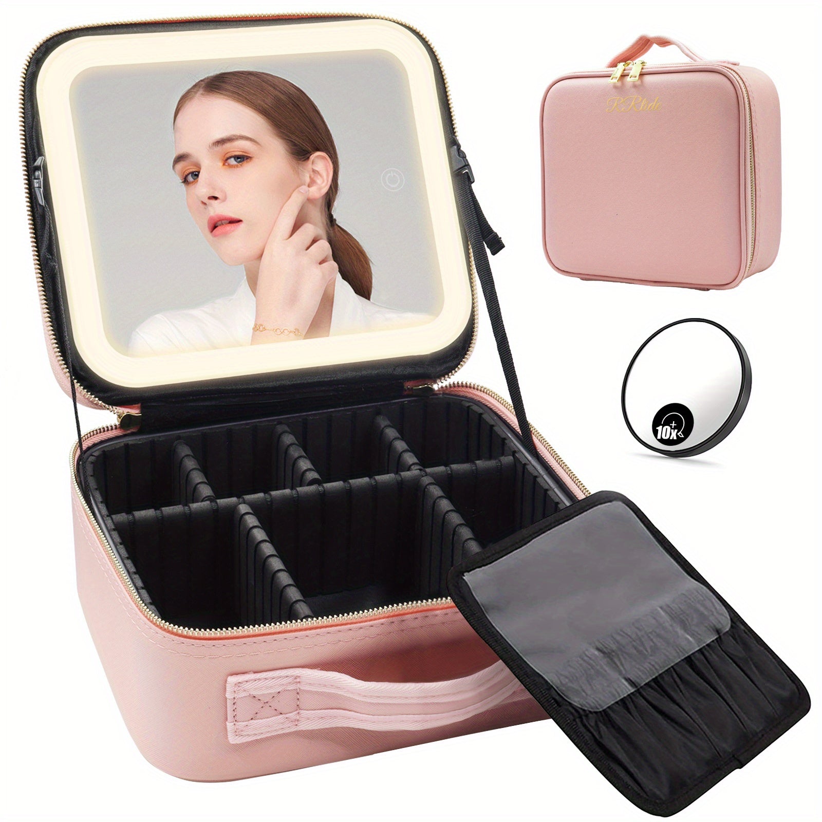 LED Lighted Makeup Train Case with Mirror