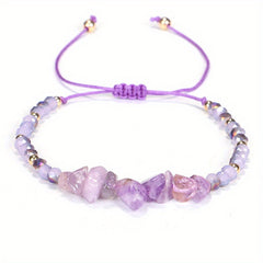 Colorful Crushed Stone Beads Braided Yoga Bracelet