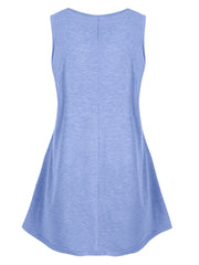 Plus Size Floral Embroidered Round Neck Tank Top