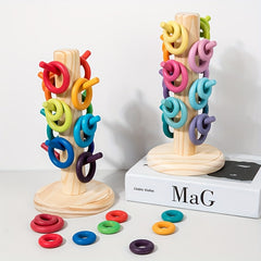 Rainbow Wooden Counting Tree Toy Educational Game Learning Toy