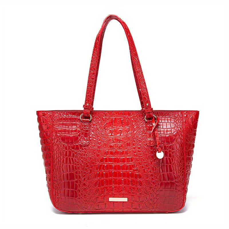 Crocodile Pattern Tote Bag Leather Shoulder Bag Satchel Purse