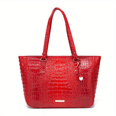 Crocodile Pattern Tote Bag Leather Shoulder Bag Satchel Purse