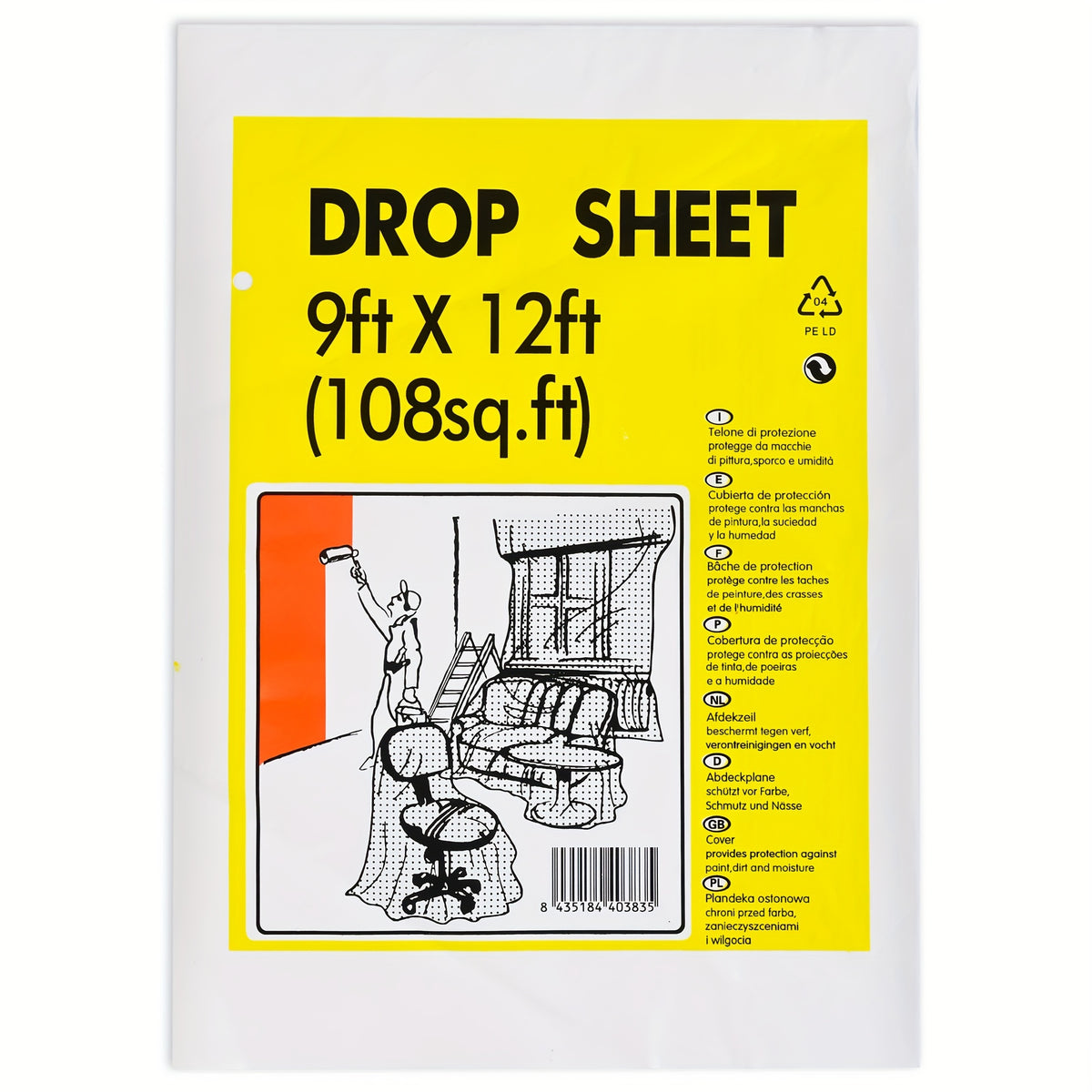 Clear Plastic Drop Cloth 9x12 Feet Waterproof Dust Proof Furniture Cover Tarps