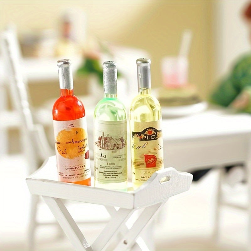 5pcs Mini Wine Bottles Cake Toppers Funny Dollhouse Cupcake Topper Set