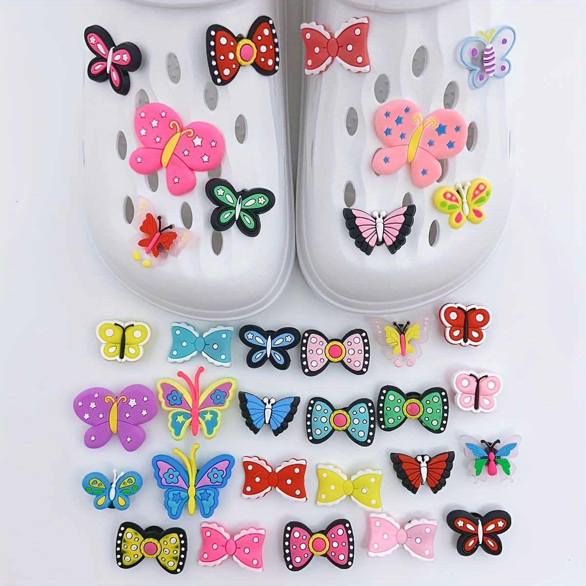 30pcs Butterfly Shoe Charm Resin Shoe Buckle Clogs DIY Accessories