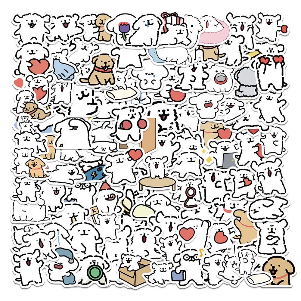 100pcs Puppy Dog Stickers Laptop Skateboard Phone Cute Animal Decals