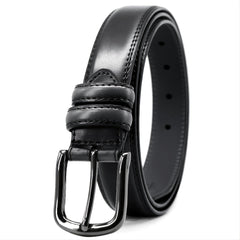 Men's Leather Dress Belt with Single Fork Buckle