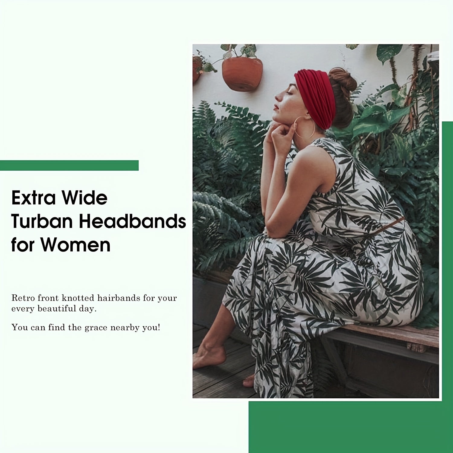 Wide Headbands For Women 7'' Solid Bandana