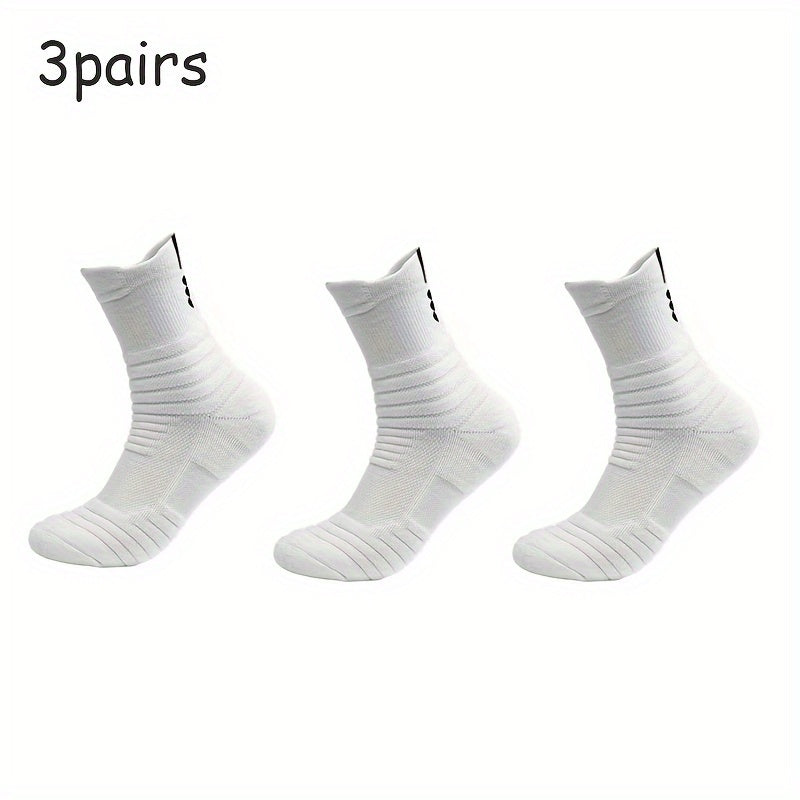 Men's Mid Crew Sport Socks, 3 Pairs, Sweat Absorbing, Comfy, Breathable