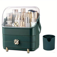 Makeup Organizer with 2 Layer Storage Box and Transparent Cover