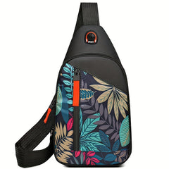 Floral Print Sling Backpack Nylon Crossbody Bag