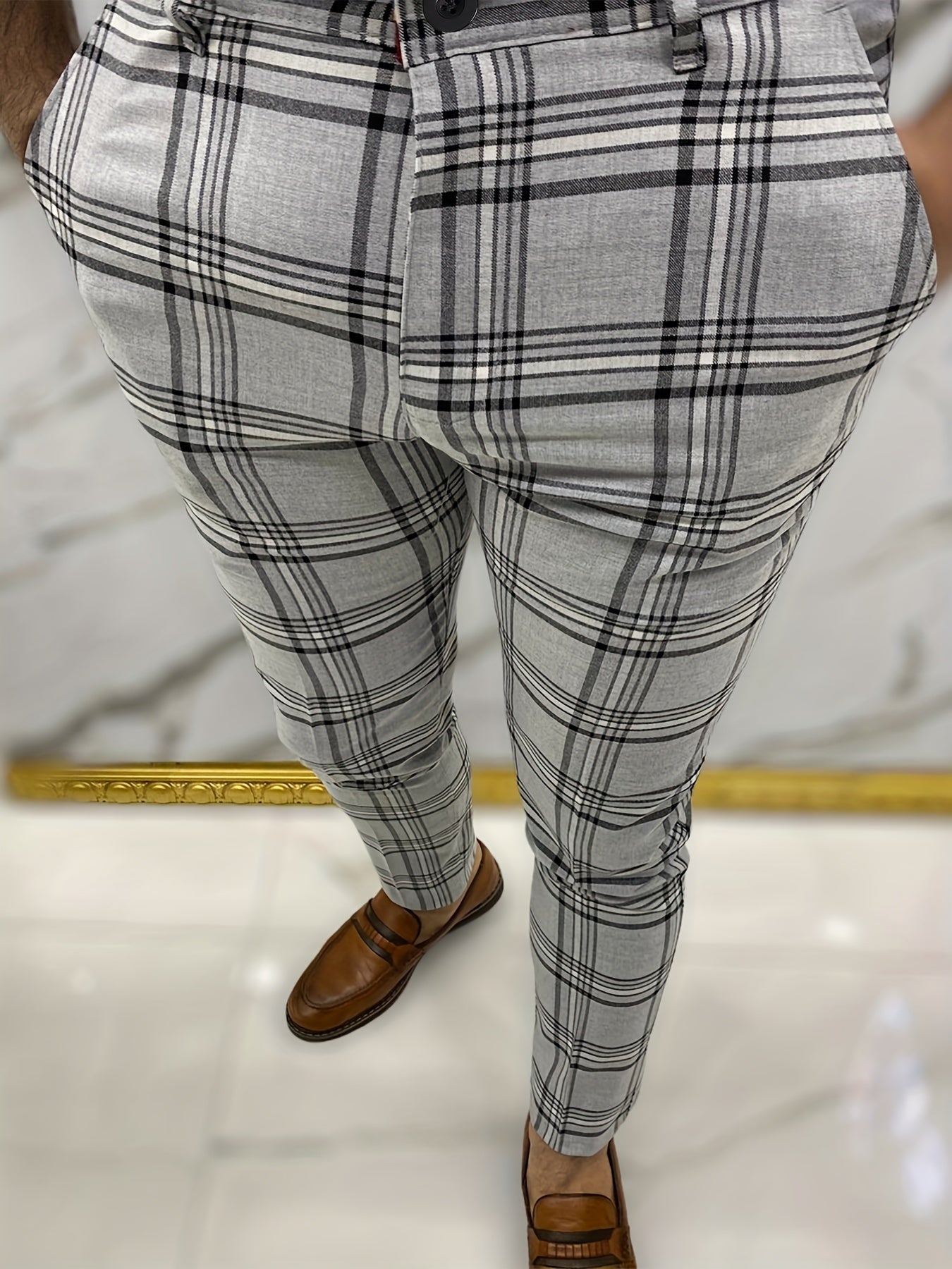 Retro Style Palid Slacks Men s Casual Slightly Stretch Pants