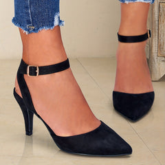 Women's Ankle Strap High Heels Pointed Toe Stiletto Pumps