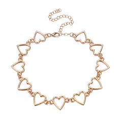 Hollow Sweet Love Heart Choker Bicolor Necklace