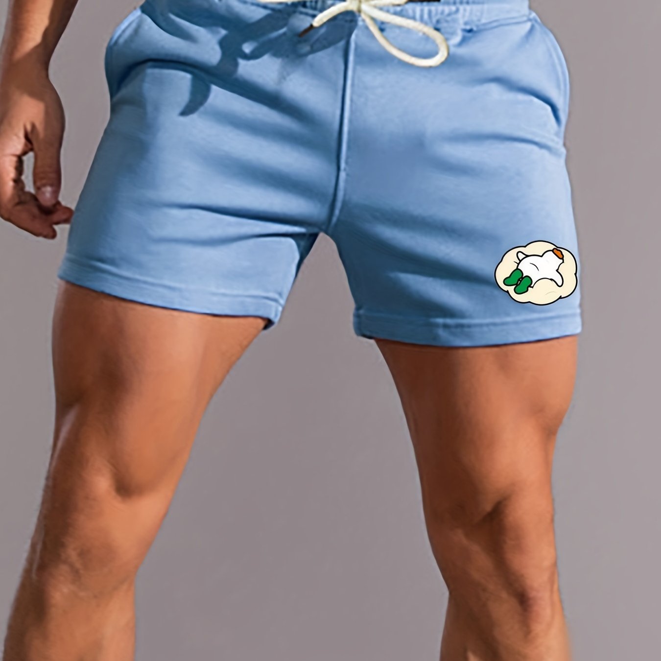 Cartoon Goose Pattern Comfy Shorts Men's Casual Drawstring Shorts