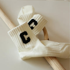 3 Pairs Solid & Letter Pattern Women's Socks