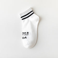 5 Pairs Women's Panda Print Cotton Ankle Socks