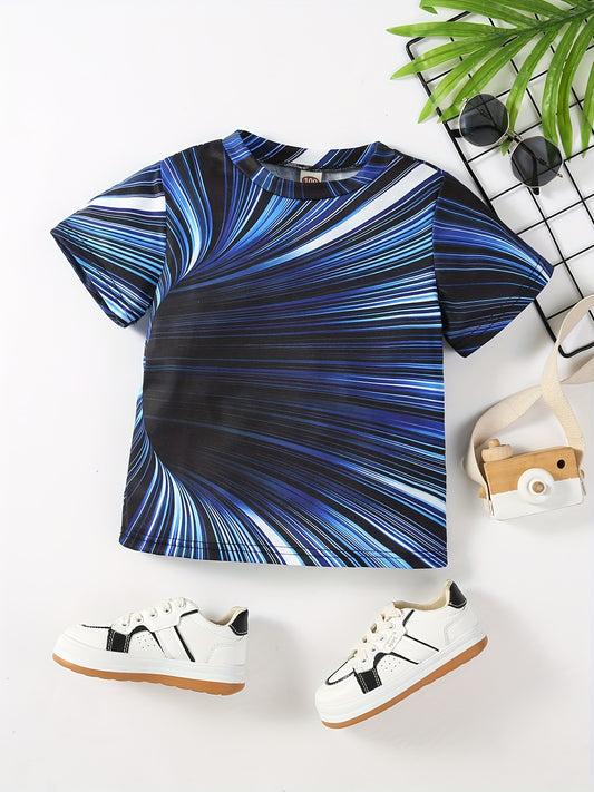 Boys' Stylish Graphic T Shirt Slightly Stretchy Short Sleeve Summer Tee