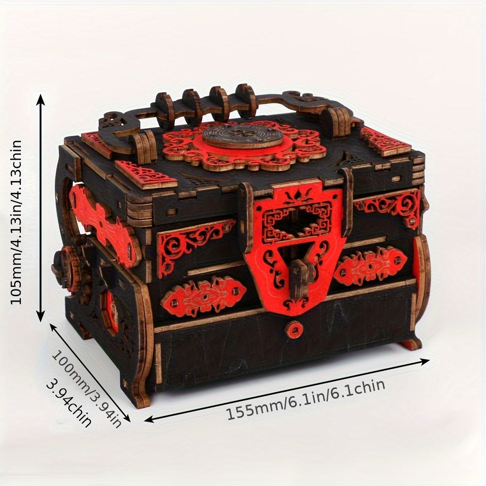 3D Wooden Puzzle Music Jewelry Box with 3D Musical Instruments DIY Assembly Kit