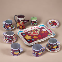 Play Tea Set with Metallic Finish for Pretend Play