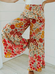Floral Print Wide Leg Boho Pants