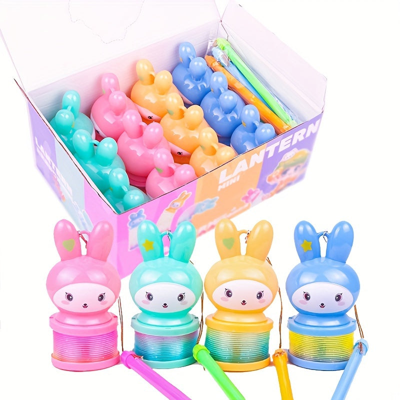 Cartoon Rabbit Glow Rainbow Ring Handheld Lantern Toy