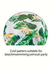 Floral Leaf Print Mesh Cardigan Cover Up Chiffon 3/4 Sleeve Beach Coverup