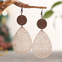 Hollow Leaf PU Leather Earrings Party Vacation Gift