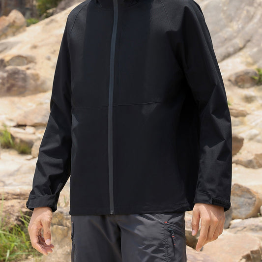 Men's Soft Shell Jacket with Zipper Pockets & Hood