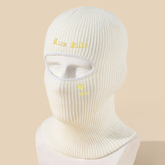 Autumn Winter Character Letter Embroidery Hole Knit Hat