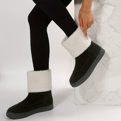 Women's Snow Boots Faux Fur Lined Slip On Outdoor Shoes