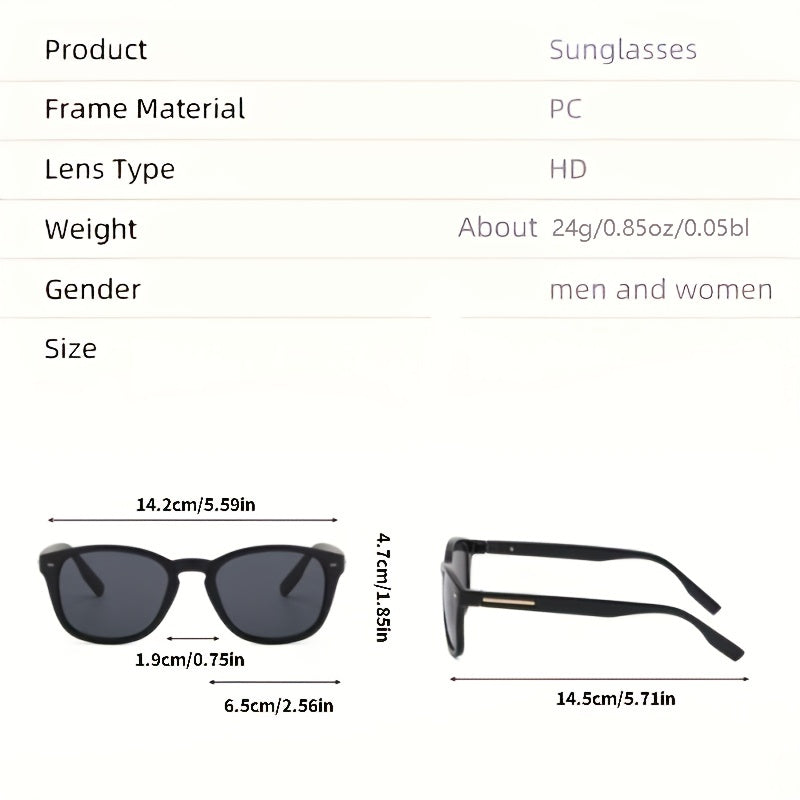 Square Sunglasses Retro Rivet Decor Anti Glare UV400