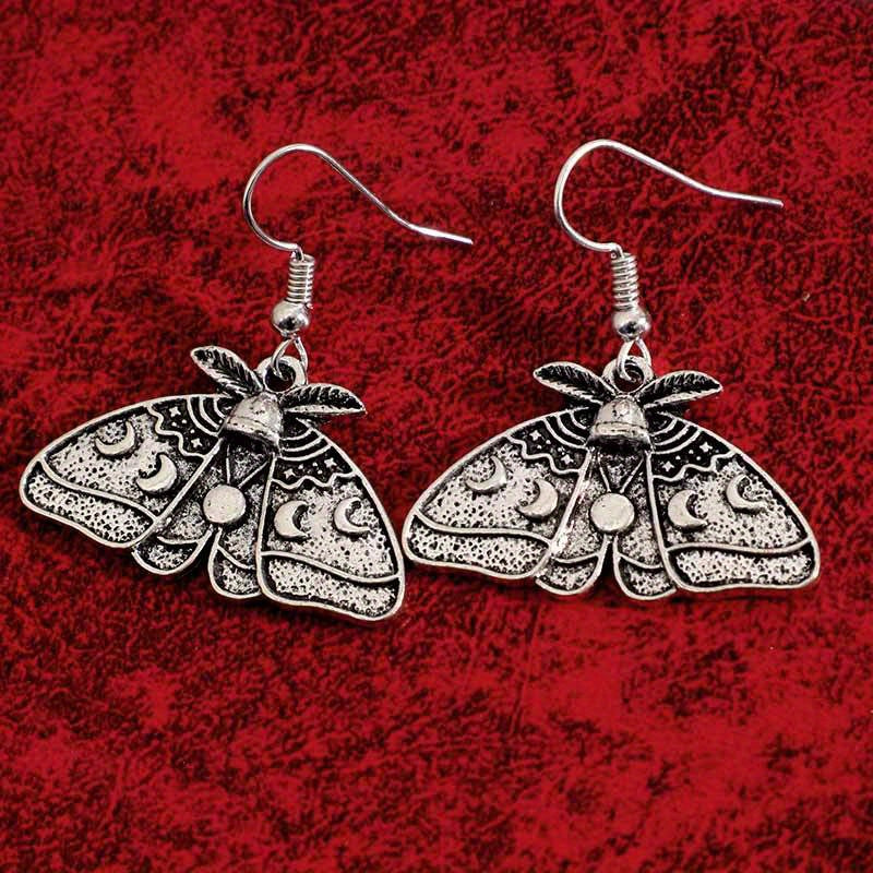 Gothic Retro Butterfly Moth Skull Head Women's Earrings