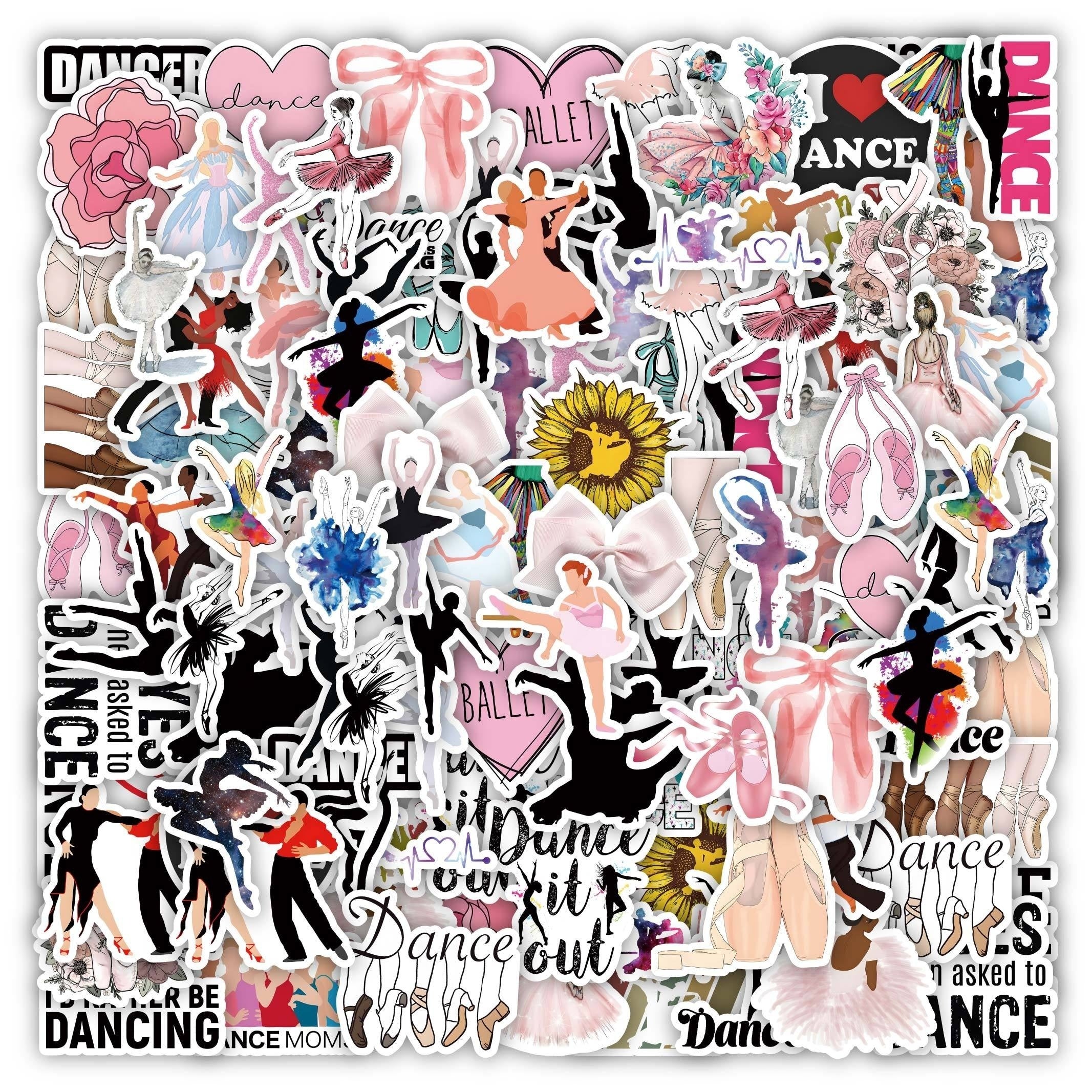62pcs Dancing Stickers for Water Bottles Laptop Car Decal