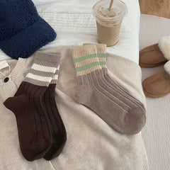 5 Pairs Striped Crew Socks Soft & Comfy Women's Stockings