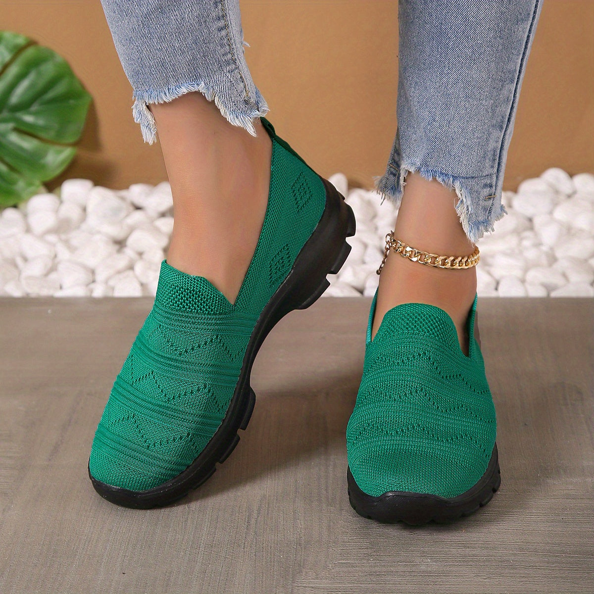 Women's Knit Sock Shoes Breathable Slip On Casual Walking Shoes