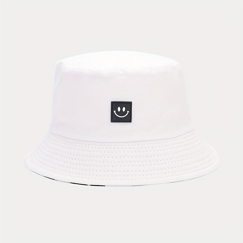 1pc Versatile Bucket Hat Double Sided Smile Face Cow Pattern Sun Hat