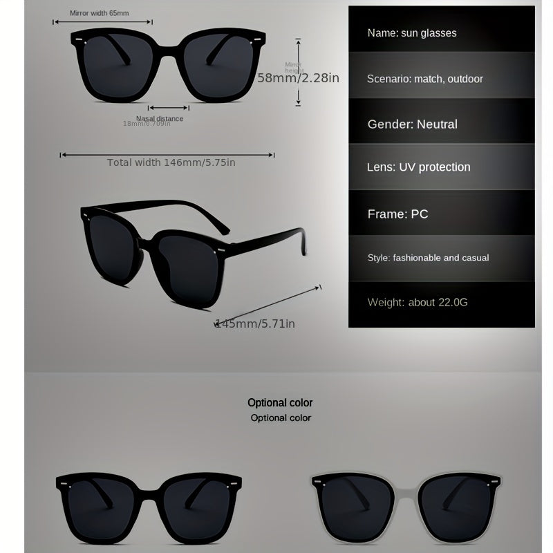 Casual Rivet UV400 Square Sunglasses For Driving