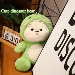 9.84in Plush Bear Toy in Green Dinosaur Costume