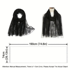Large Jacquard Flower Lace Shawl - Elegant Hollow Cape for Party or Wedding