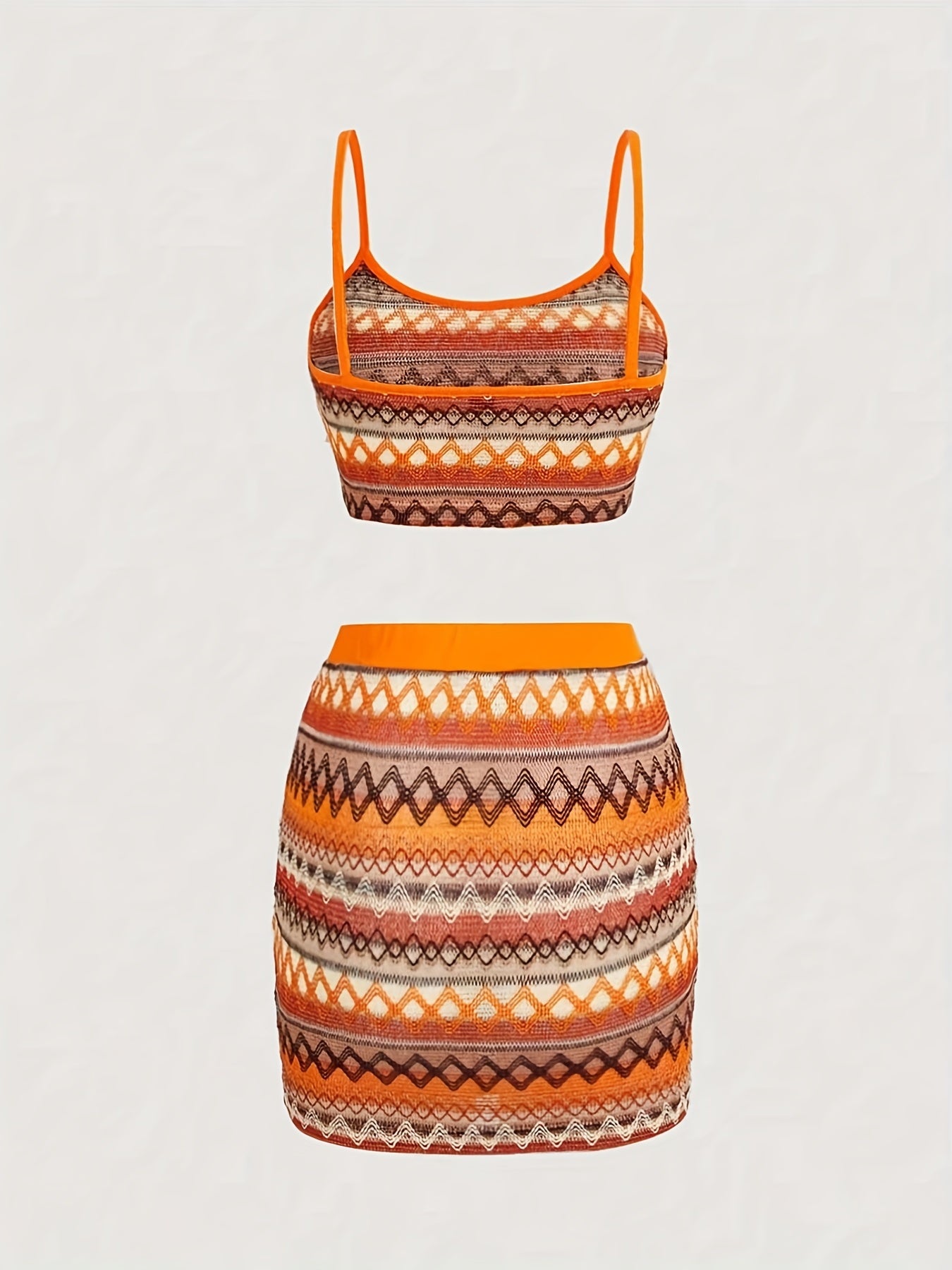 Argyle Print Casual Two-piece Set Sleeveless Crop Top & Bag Hip Skirts