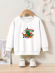 Christmas Graphic Crew Neck Long Sleeve Sweatshirt for Kids