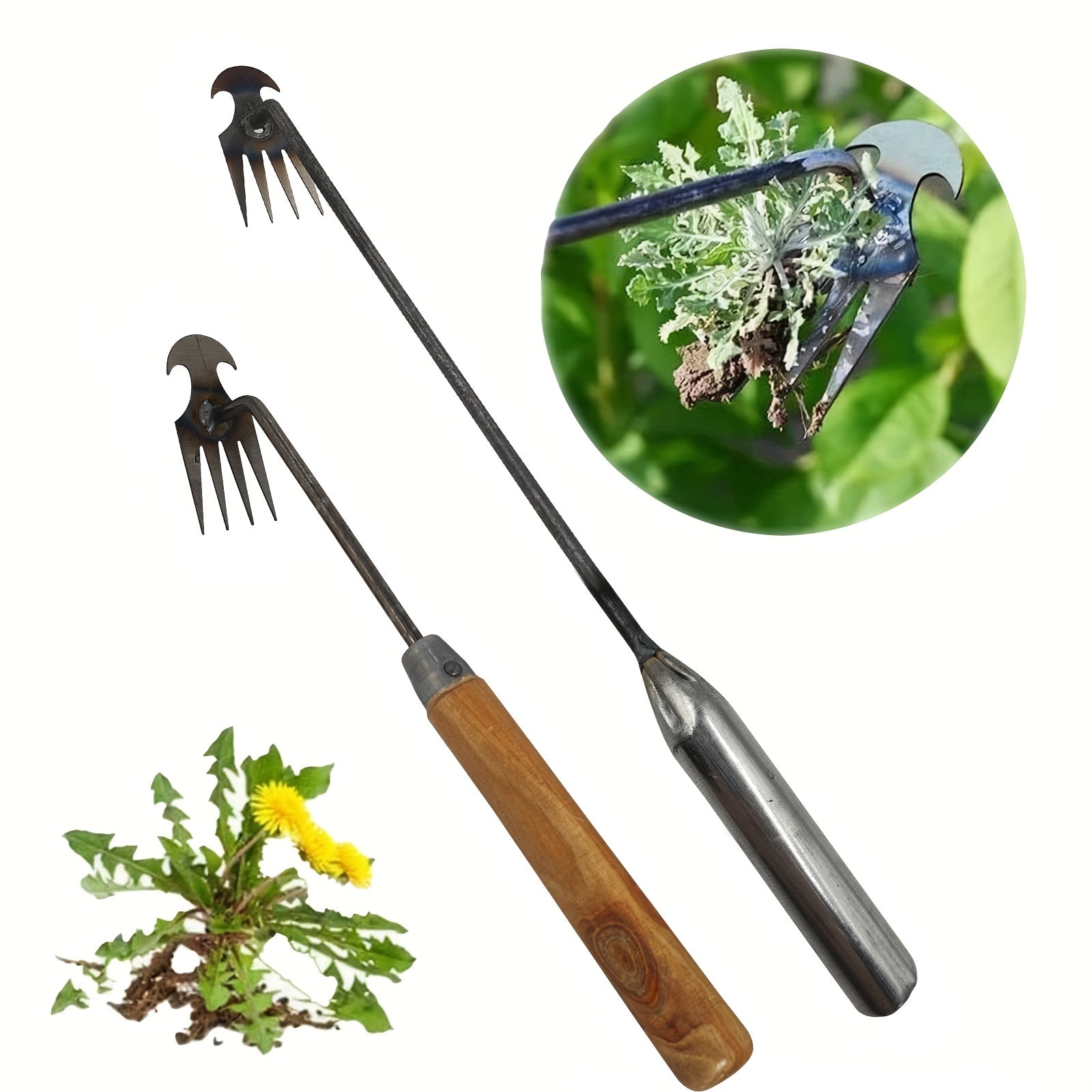 2pcs Manganese Steel Weed Puller Dual Purpose Weeder