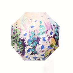 Floral Pattern Umbrella Folding Manual Dual-use Three-fold